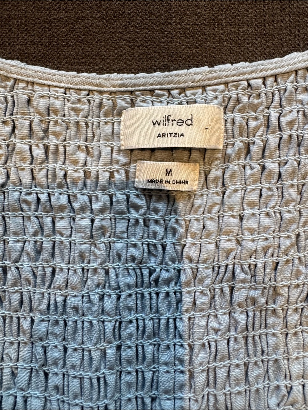 Aritzia Wilfred Smocked elastic body con dress in Light Blue